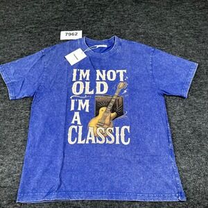 Aumora T Shirt Mens Medium Blue Music Guitar Classic Graphic Print Crew Neck